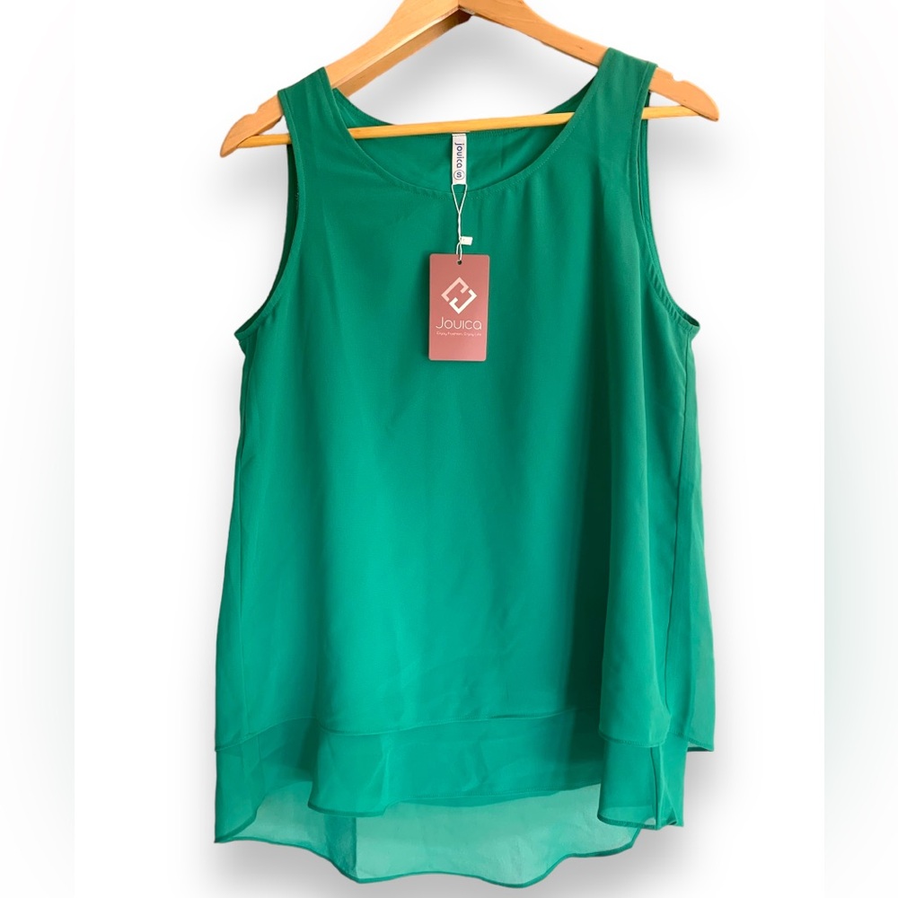 NWT‎ JOUICA - sleeveless blouse tank layered hem -Size S